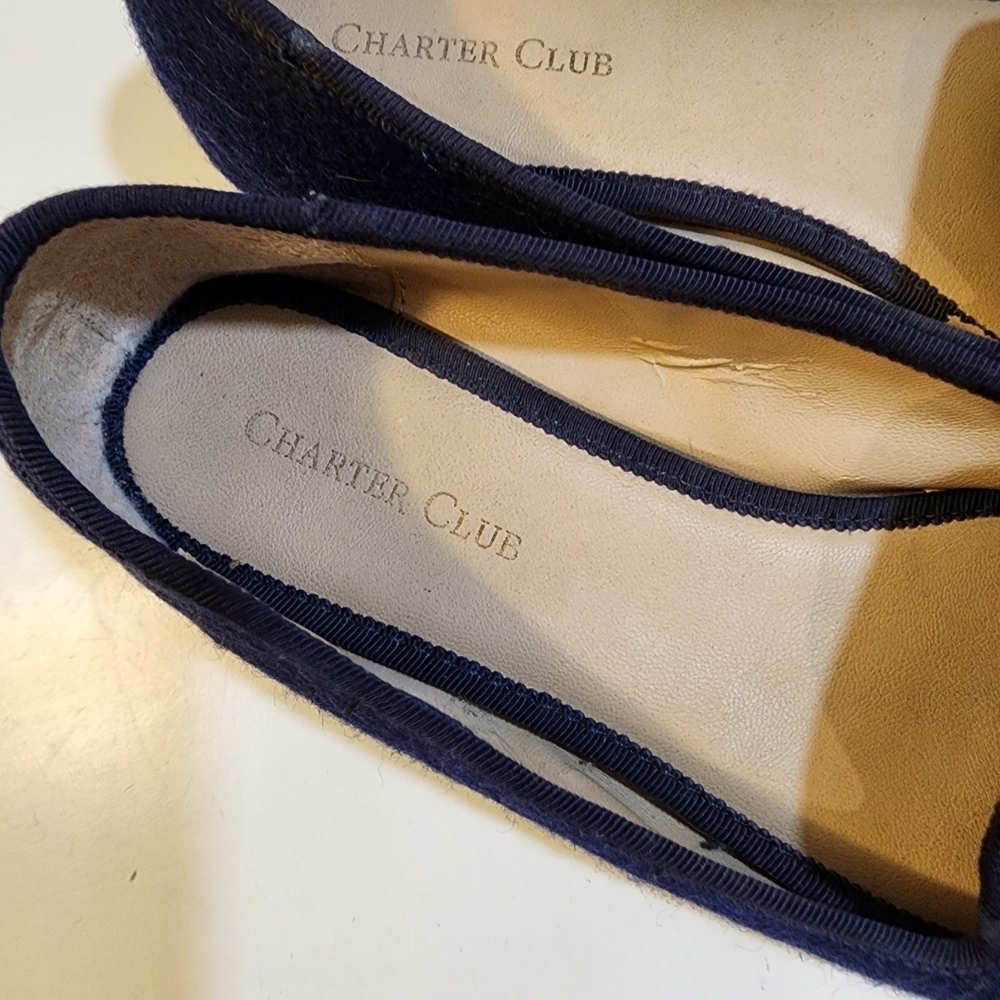 Charter Club navy Femmiie Slip On Smoking Loafers Women's Size 6M - Picture 10 of 13